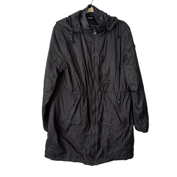 Calvin Klein Performance Womens Black Hooded Coat M Nylon & Polyester - Picture 1 of 8